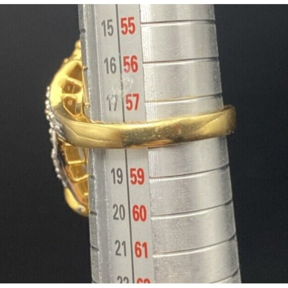 Signed Cocktail Ring EBCO Marquise 3+ Ct Blue Topaz & CZ 18K HGE Gold Size 8.25 - Picture 8 of 16